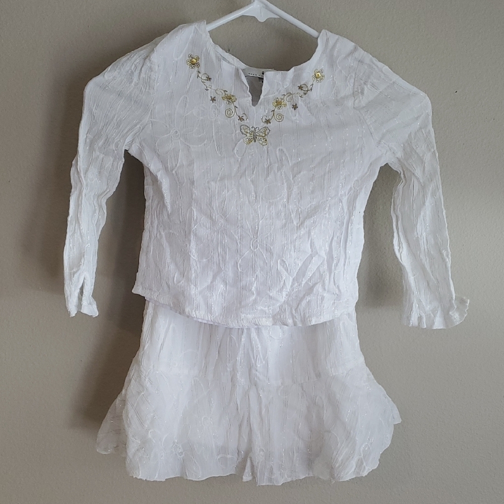 Iz Byer California white, silver and gold Embroidered Two-Piece Outfit